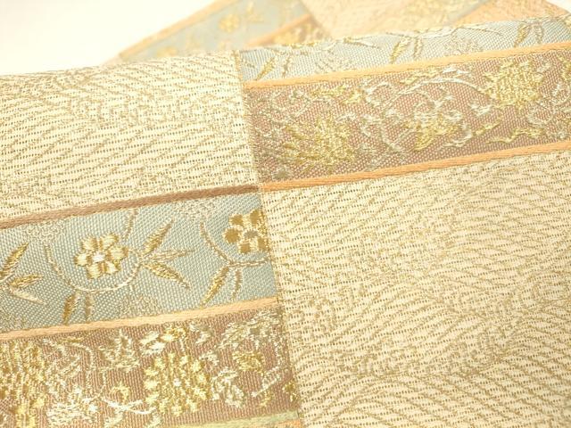 平和屋着物＊夏物　つけ帯　流水草花文　金銀糸　正絹　逸品　DABA0367cm_3