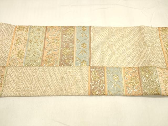 平和屋着物＊夏物　つけ帯　流水草花文　金銀糸　正絹　逸品　DABA0367cm_4