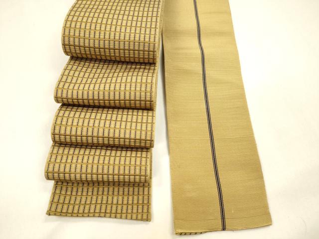 平和屋着物●男性　本場筑前博多織　角帯　格子　正絹　逸品　DABA0407cm