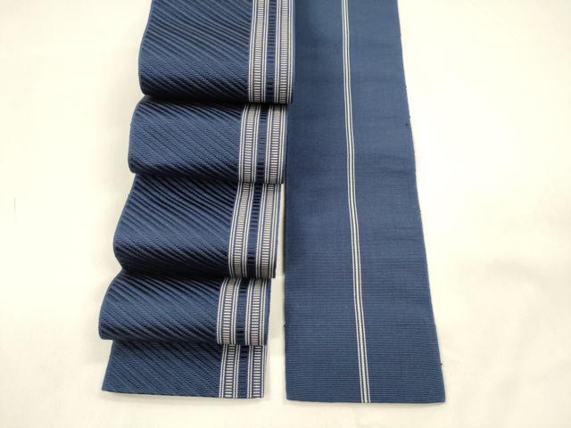 平和屋着物●男性　本場筑前博多織　角帯　間道　証紙付き　正絹　逸品　DABA0409cm
