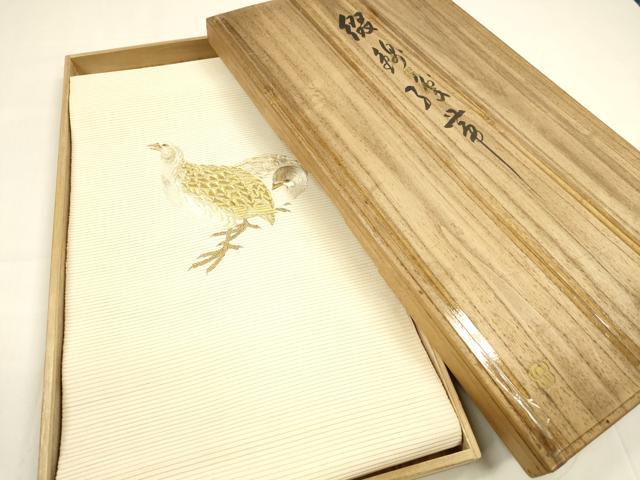 平和屋着物＊夏物　爪掻き本綴れ　石川綴れ　太鼓柄袋帯　総手刺繍　群鶉　金銀糸　共箱付き　正絹　逸品　DABA0454cm
