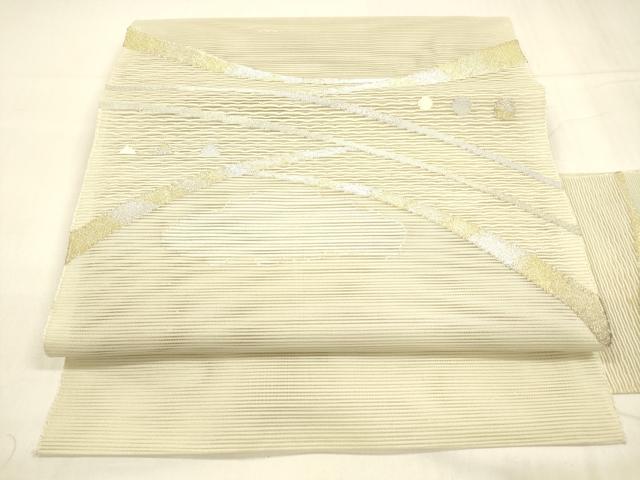 平和屋着物＊夏物　八寸名古屋帯　抽象文様　金銀糸　正絹　逸品　DABA0514cm