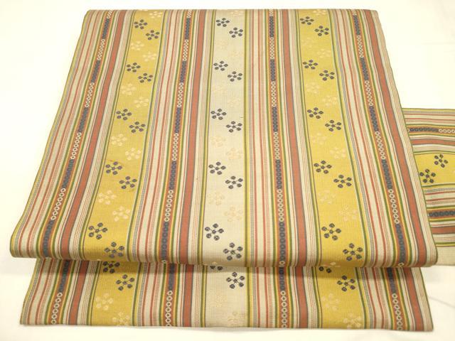 平和屋着物●全通柄九寸名古屋帯　間道　正絹　逸品　DABA0539cm
