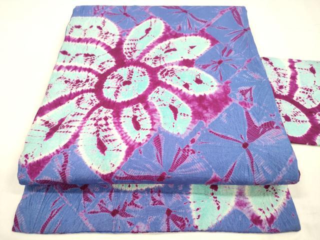 平和屋着物●全通柄九寸名古屋帯　蜘蛛絞り　舞花文　正絹　逸品　DABA0544cm