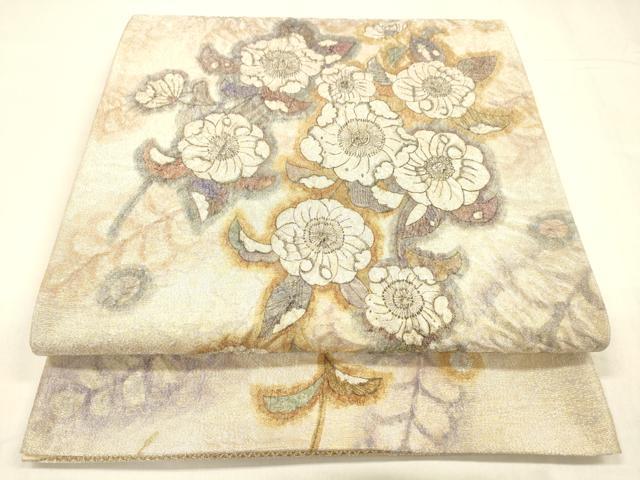 平和屋着物●太鼓柄袋帯　絞り　辻が花　銀糸　引箔　正絹　逸品　DABA0565cm