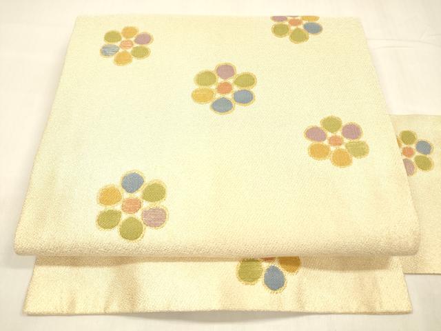 平和屋着物●九寸名古屋帯　舞花文　金糸　ゑり善扱い　正絹　逸品　DABA0583cm