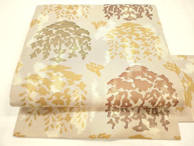 平和屋着物●九寸名古屋帯　抽象文様　金糸　正絹　逸品　DABA0590cm