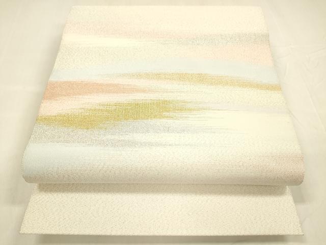 平和屋着物●爪掻き本綴れ　八寸名古屋帯　霞文　金銀糸　正絹　逸品　DABA0594cm