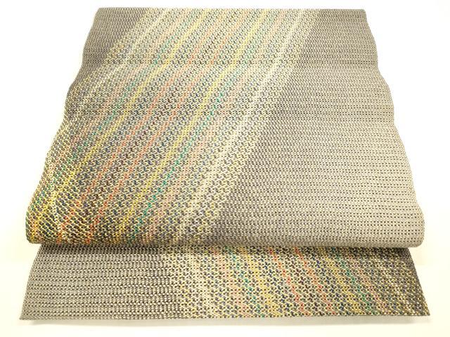 平和屋着物●八寸名古屋帯　組織　抽象文様　金糸　正絹　逸品　DABA0630cm