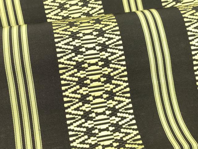 平和屋着物●本場筑前博多織　八寸名古屋帯　献上　黒地　正絹　逸品　DABA0643cm_3