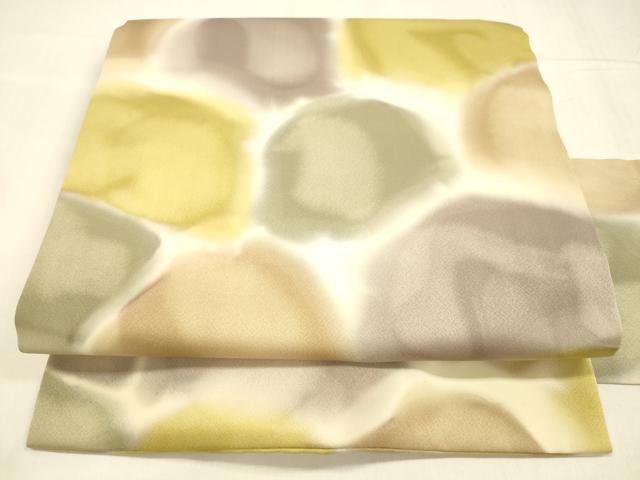 平和屋着物●染色作家　斉藤三才　全通柄九寸名古屋帯　抽象文様　正絹　逸品　DABA0660cm