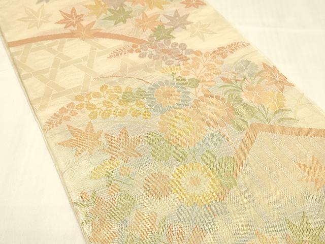 平和屋着物＊夏物　六通柄　本袋帯　籬草花文　金糸　正絹　逸品　DABA0705cm_1