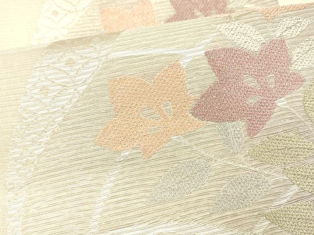 平和屋着物＊夏物　六通柄袋帯　貝合わせ七宝花文　銀糸　正絹　逸品　DABA0707cm_3