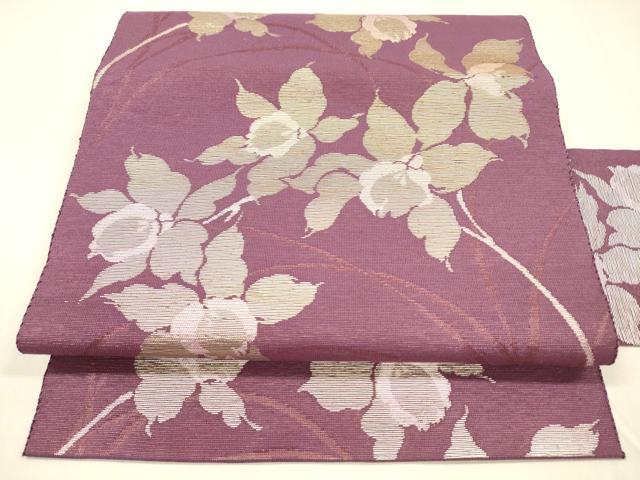 平和屋着物＊夏物　八寸名古屋帯　草花文　金銀糸　DABA0718cm