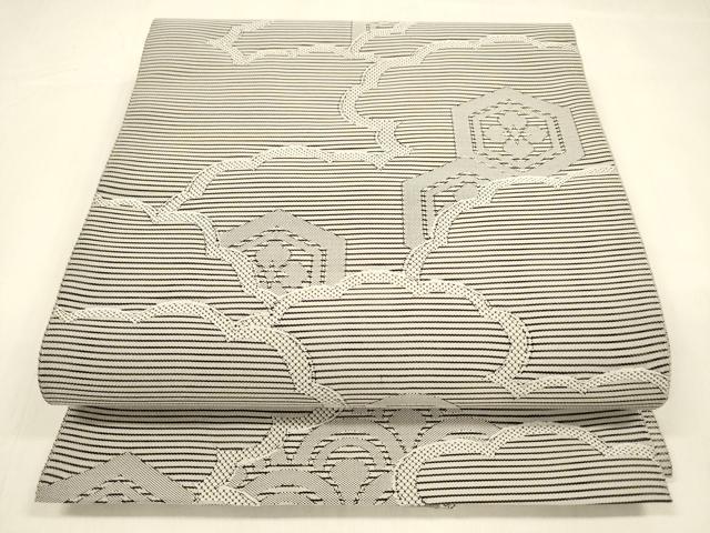平和屋着物＊夏物　八寸名古屋帯　亀甲間道　正絹　逸品　DAAY2960op 平和屋着物＊夏物 絽綴れ 八寸名古屋帯 亀甲花文 正絹 逸品 DABA0727cm