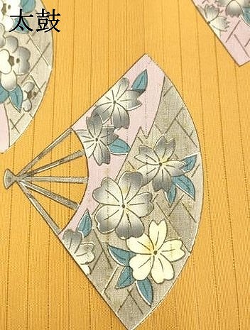 平和屋着物＊夏物　九寸名古屋帯　手描き　扇面草花文　DABA0742cm_5