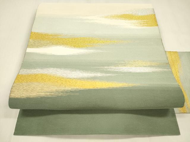 平和屋着物●爪掻き本綴れ　八寸名古屋帯　霞文　金銀糸　正絹　逸品　DABA0765cm
