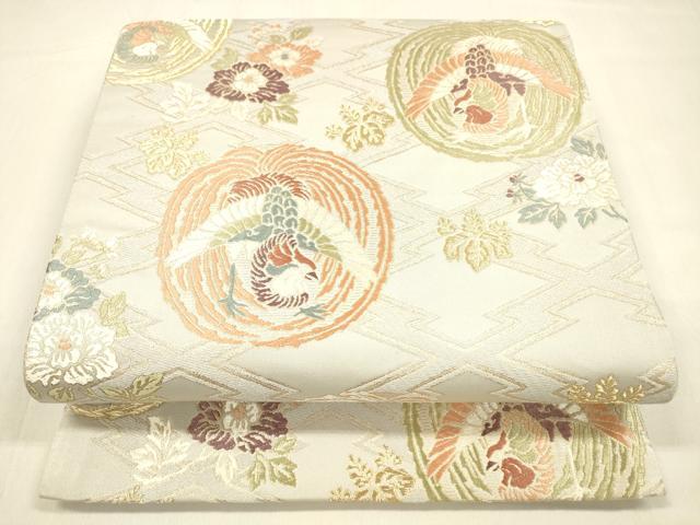 平和屋着物●六通柄袋帯　唐織　明貴瑞兆文　金糸　正絹　逸品　DABA0782cm