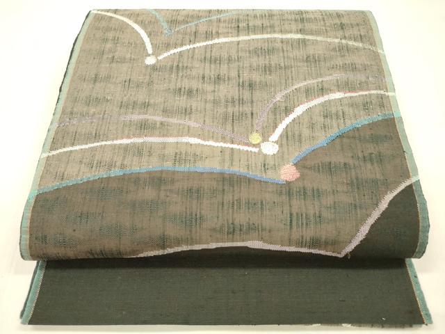 平和屋着物●太鼓柄袋帯　すくい織　紬地　天慶飛鳥文　正絹　逸品　DABA0802cm