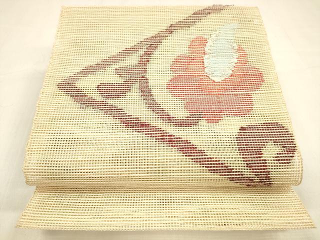 平和屋着物＊夏物　八寸名古屋帯　草花文　DABA0877cm