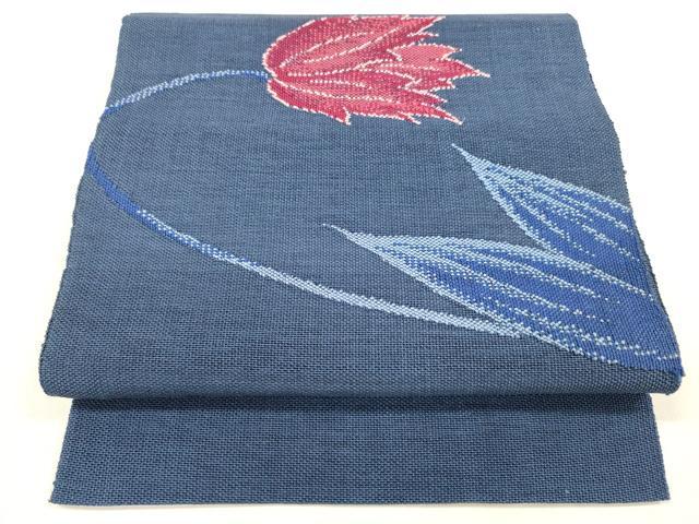 平和屋着物＊夏物　八寸名古屋帯　枝花文　DABA0881cm