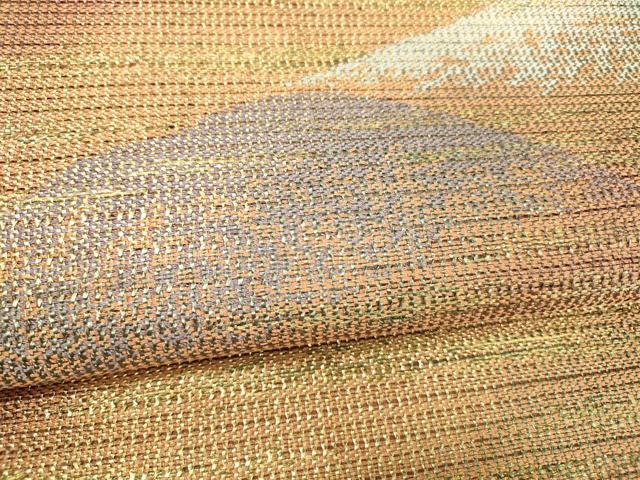 平和屋着物▽太鼓柄袋帯　スリーシーズン　春夏秋　遠山文　金糸　正絹　逸品　DABA0898cm_2