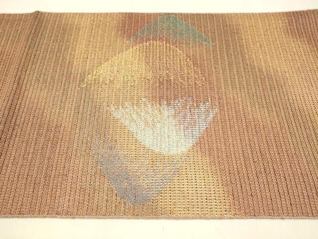 平和屋着物▽太鼓柄袋帯　スリーシーズン　春夏秋　遠山文　金糸　正絹　逸品　DABA0898cm_4