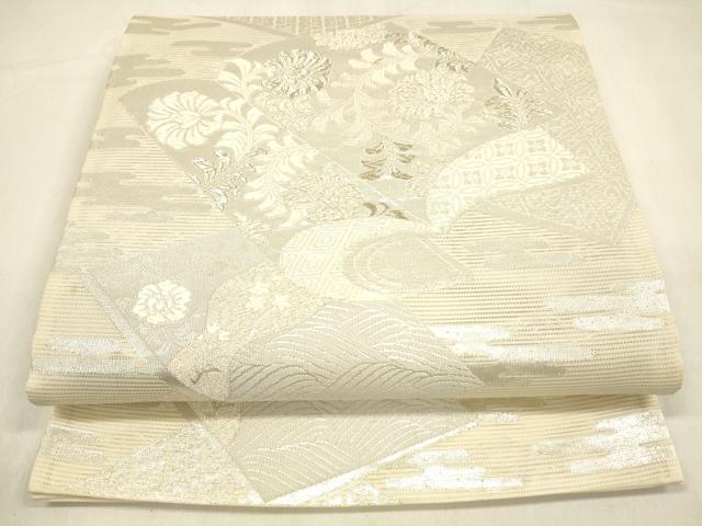 平和屋着物＊夏物　六通柄袋帯　唐織　冊子草花文　銀糸　正絹　逸品　DABA0900cm 12,844円
