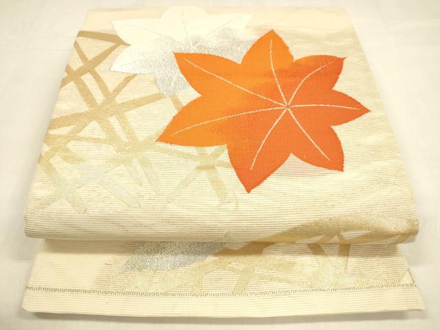平和屋着物＊夏物　六通柄袋帯　籬舞葉文　金銀糸　正絹　逸品　DABA0906cm
