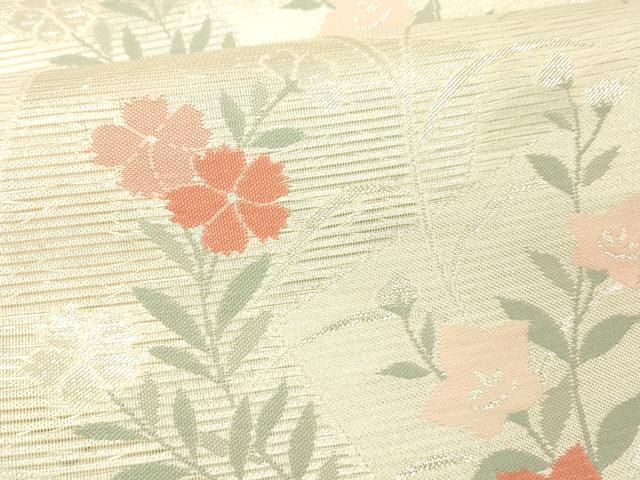 平和屋着物＊夏物 六通柄袋帯 露芝草花文 銀糸 正絹 逸品 DABA0919cm