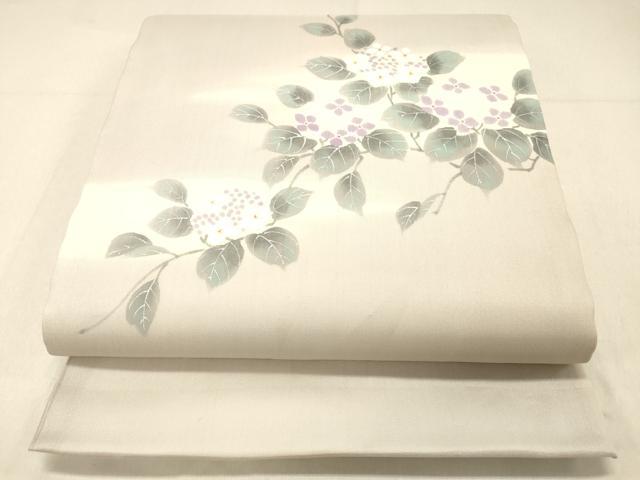 平和屋着物＊夏物　絹芭蕉　太鼓柄袋帯　紫陽花　金銀彩　正絹　逸品　DABA0925cm