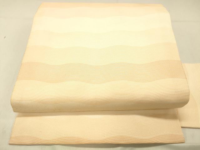平和屋着物＊夏物　九寸名古屋帯　よろけ縞　正絹　逸品　DABA0930cm