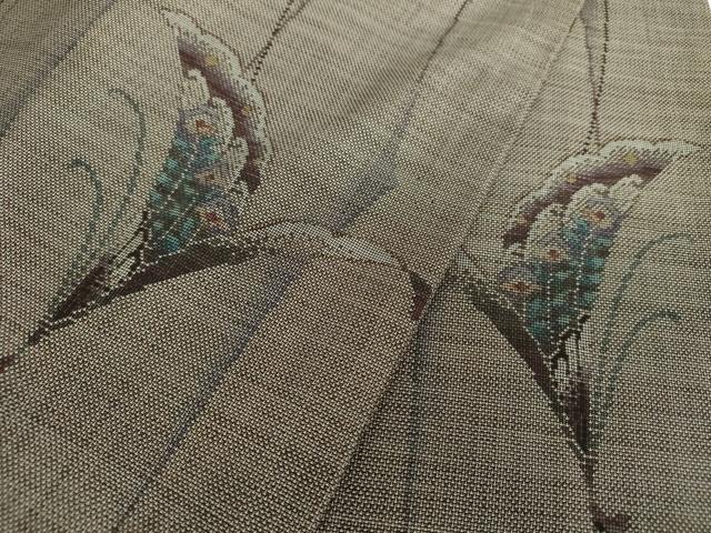 平和屋着物●本場大島紬　9マルキ　孔雀羽花文　正絹　逸品　DABA1010ps