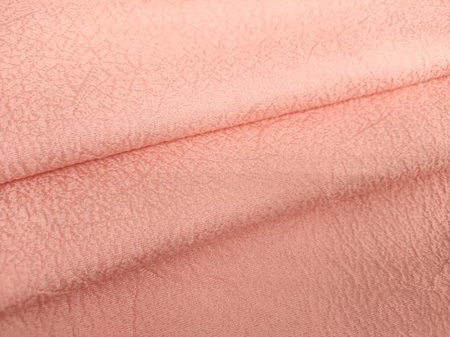 平和屋着物●上質な色無地　霞地紋　珊瑚色　正絹　逸品　DABA1028ps