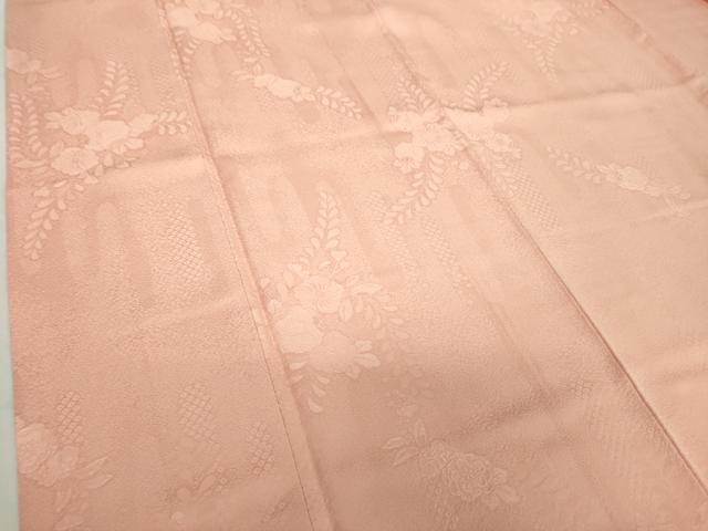 平和屋着物●上質な色無地　辻が花地紋　水柿色　正絹　逸品　DABA1045ps