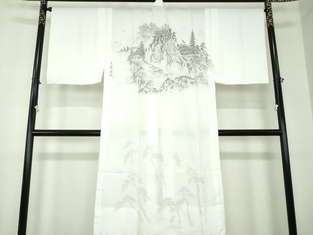 平和屋着物●男性　長襦袢　無双仕立て　風景文　洗える着物　未使用　DABA1090ps