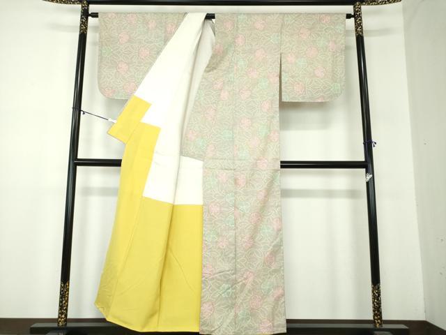 平和屋着物○本場大島紬 白大島 7マルキ 草花文 正絹 逸品 DABA1152ps