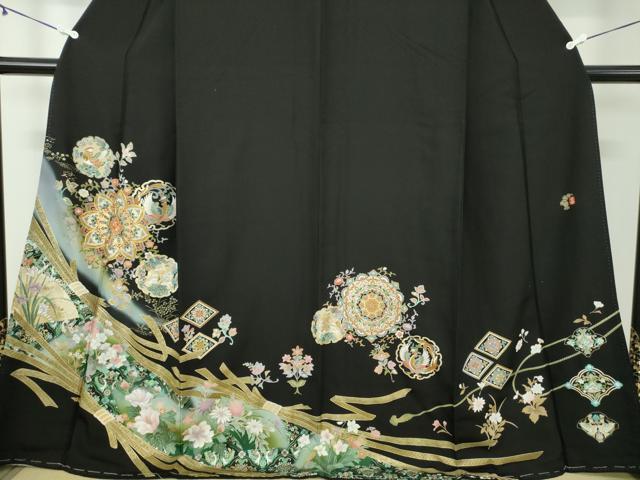 平和屋着物○豪華黒留袖 作家物 駒刺繍 正倉院花鳥文