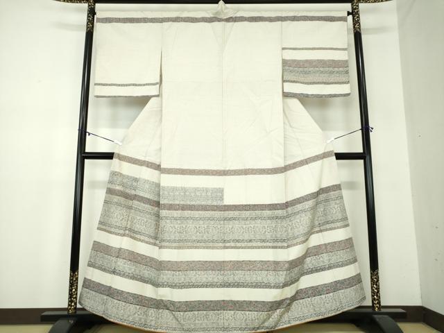 平和屋着物●訪問着　紬地　更紗花文　正絹　逸品　DABA1182ps