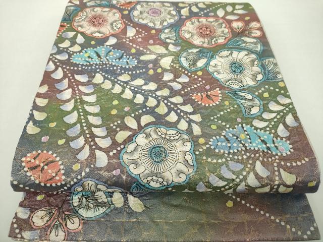 平和屋着物●太鼓柄袋帯　絞り　辻が花　金通し地　正絹　逸品　DABA1188ps