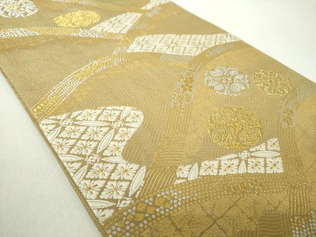 平和屋着物○両面 六通柄袋帯 三保姿苑 吉祥花丸文 金