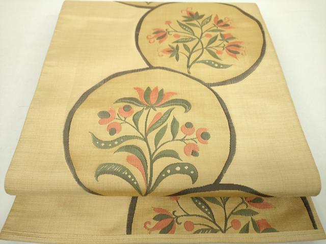 平和屋着物●名門木屋太　今河織物　六通柄　本袋帯　更紗花丸文　正絹　逸品　DABA1222ps