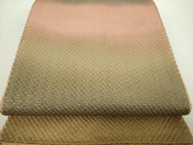 平和屋着物●ひなや工房　くむ・あむ・おる　伊豆蔵明彦　両面　全通柄袋帯　霞文　金糸　正絹　逸品　DABA1231ps