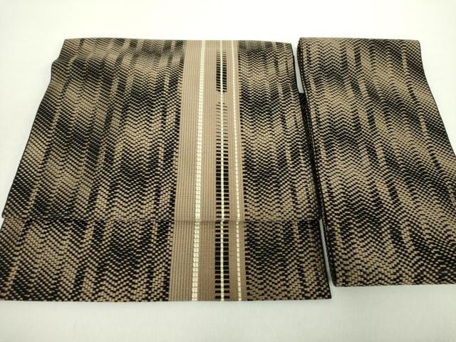 平和屋着物●本場筑前博多織　つけ帯　間道　正絹　逸品　未使用　DABA1243ps