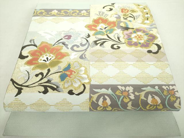 平和屋着物●爪掻き本綴れ　八寸名古屋帯　更紗花鳥文　金銀糸　正絹　逸品　DABA1244ps