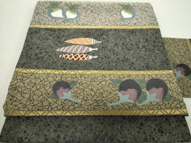 平和屋着物●九寸名古屋帯　成り物　蕪　金糸　金通し地　正絹　逸品　DABA1248ps
