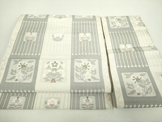 平和屋着物●本場筑前博多織　つけ帯　更紗花文　正絹　逸品　DABA1254ps