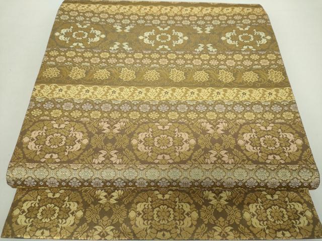 平和屋着物●西陣織　陰山織物謹製　箔屋清兵衛　六通柄袋帯　名物裂花文　金糸　正絹　逸品　未使用　DABA1256ps