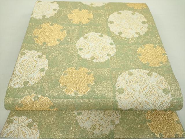 平和屋着物●西陣　織楽浅野謹製　六通柄袋帯　雪輪七宝花文　金糸　正絹　逸品　DABA1261ps