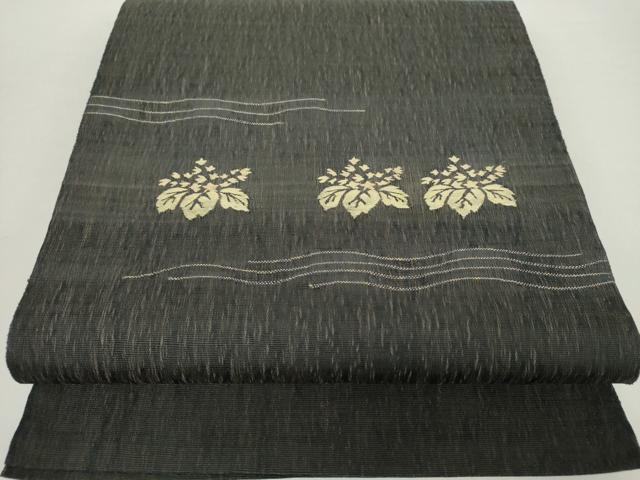 平和屋着物▽太鼓柄袋帯　黄金繭　スリーシーズン帯　春　夏　秋　すくい織　桐　黒地　金糸　正絹　逸品　DABA1284ps